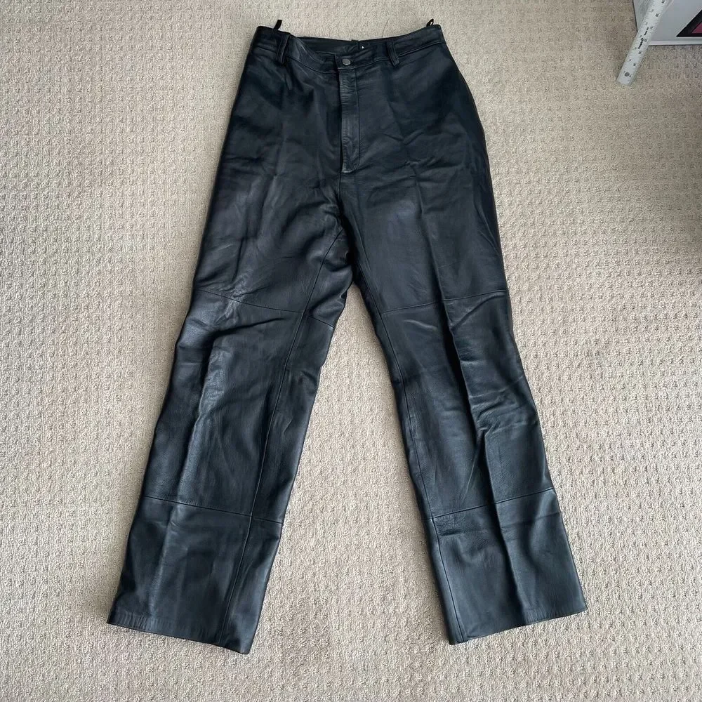 Vintage Wilson Leather Pants 30x31 (Tag 36) Black Motorcycle Biker Retro Y2K 90s